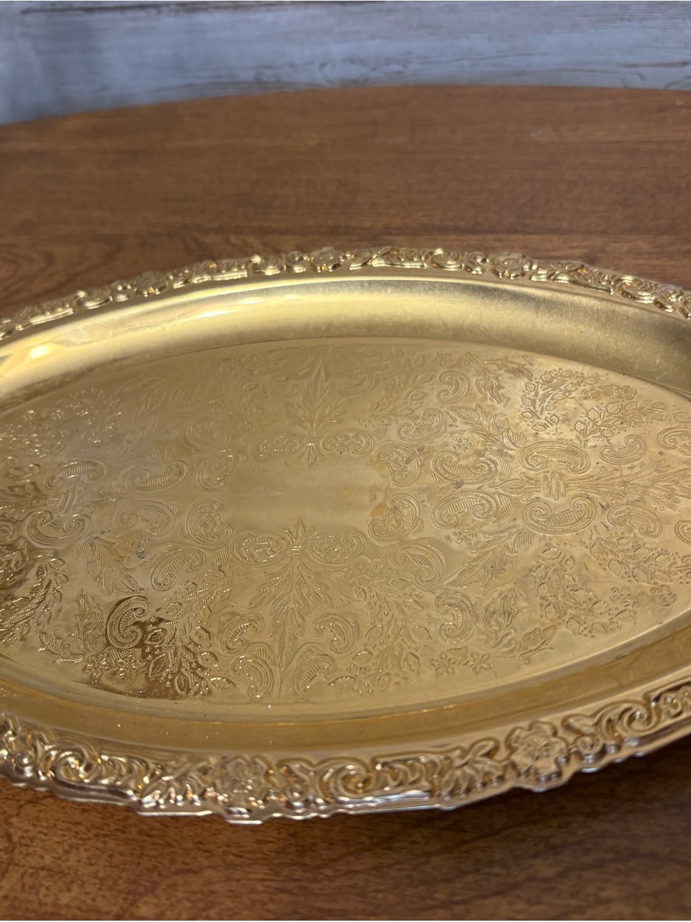 Ornate Gold Serving Tray - Decorative Filigree